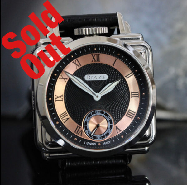 Art Deco inspired Black/Rose Gold colored Guilloche Dial