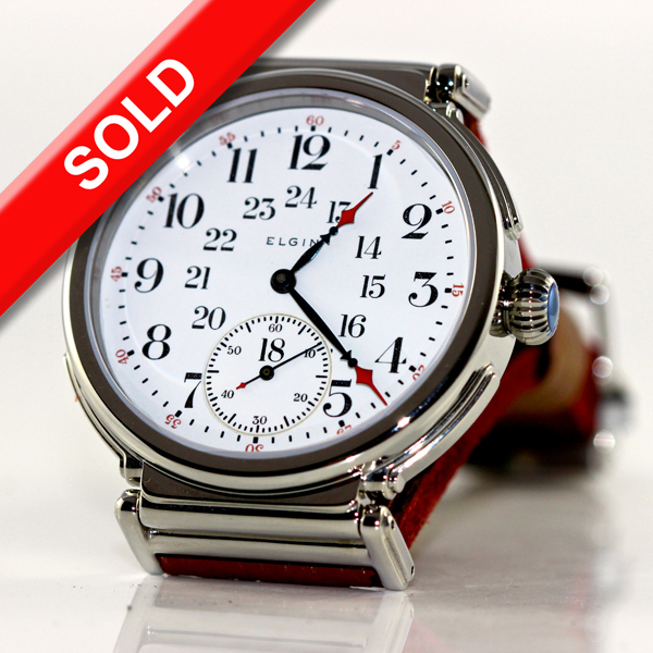 Steel "DuoFace" - reversible watch- Elgin enamel Military dial