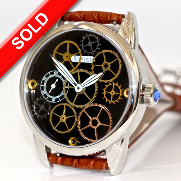 Wrocket with custom dial of  antique watch gears