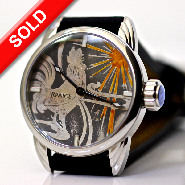 Antique Sterling Niello Dial with Rooster image
